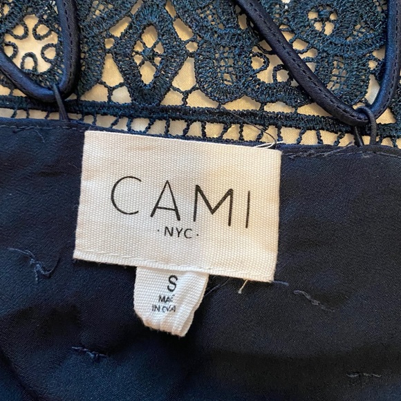 Cami NYC Silk Charlie Lace-Up Top in Navy Blue - Picture 2 of 3
